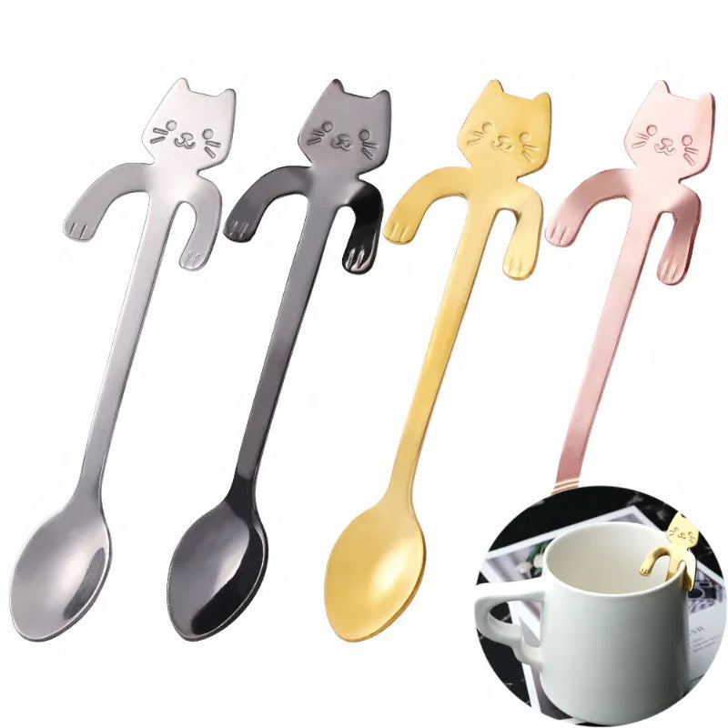 Mini Cute Cat Coffee Spoon Stainless Steel Teaspoon - Friends & Pets Co.