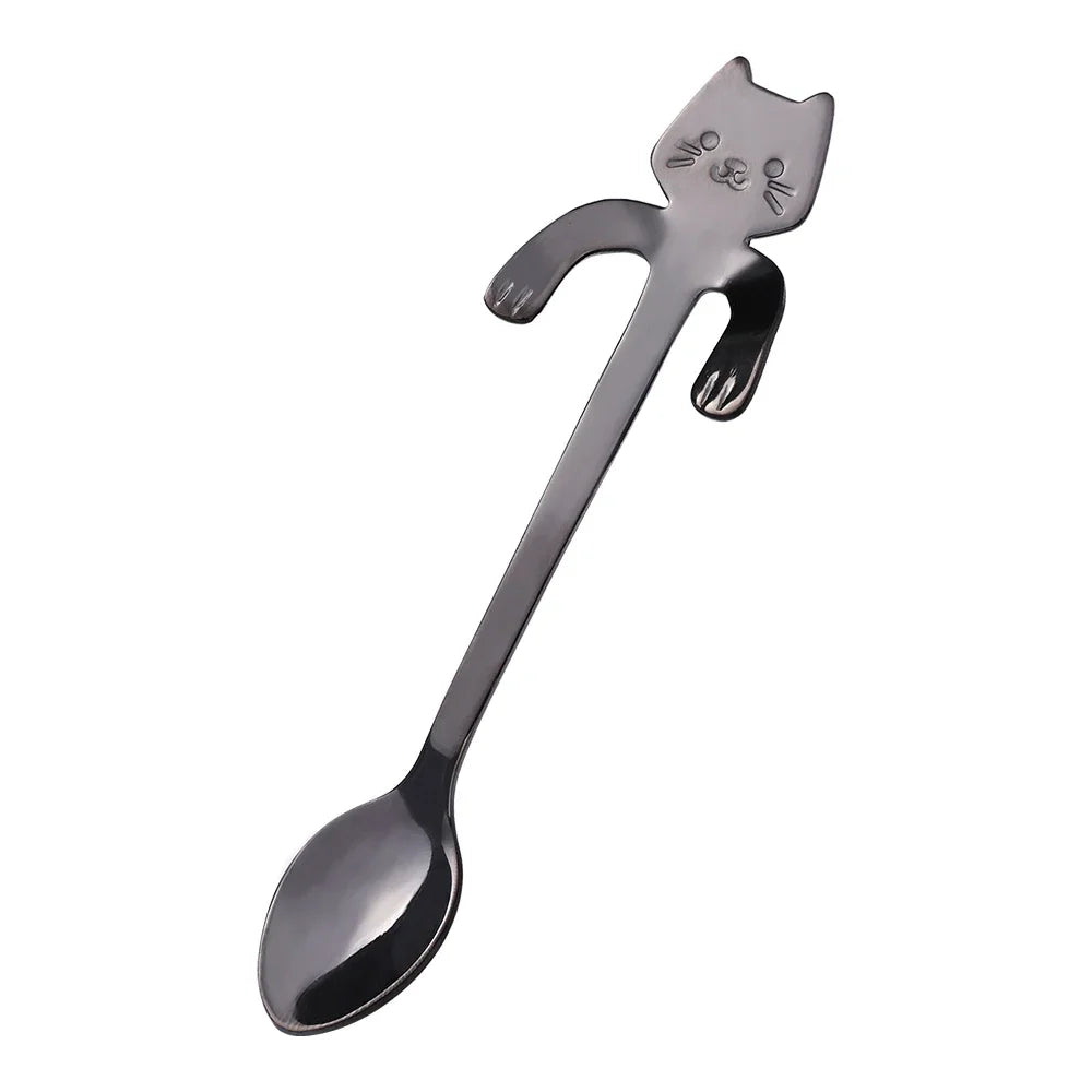 Stainless Steel Coffee Spoon Lovely Cute Cat Shape Teaspoon Dessert Snack Scoop Ice Cream Mini Spoons Tableware Kitchen Tools - Friends & Pets Co.