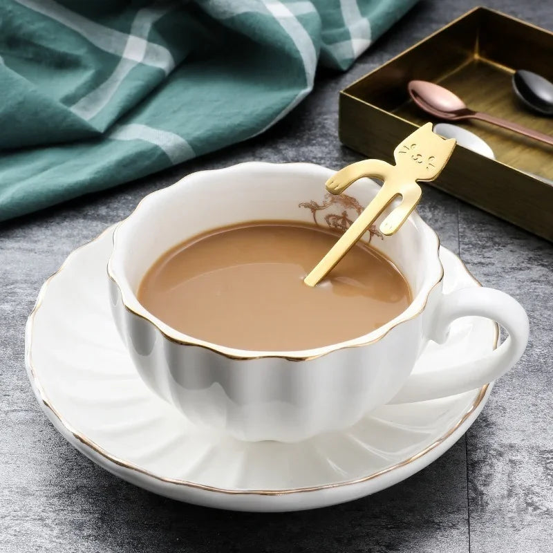 Stainless Steel Coffee Spoon Lovely Cute Cat Shape Teaspoon Dessert Snack Scoop Ice Cream Mini Spoons Tableware Kitchen Tools - Friends & Pets Co.