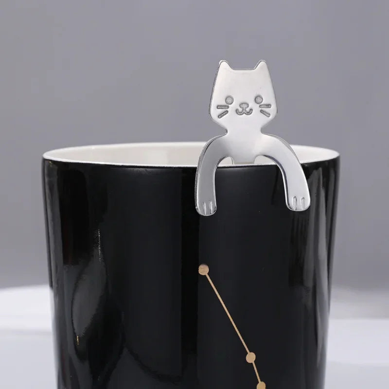 Stainless Steel Coffee Spoon Lovely Cute Cat Shape Teaspoon Dessert Snack Scoop Ice Cream Mini Spoons Tableware Kitchen Tools - Friends & Pets Co.