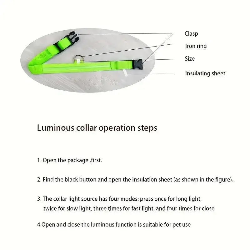 Nylon LED Night Safety Flashing Glow In The Dark Dog Leash Dogs Luminous Fluorescent Pet Dog Collar - Friends & Pets Co.