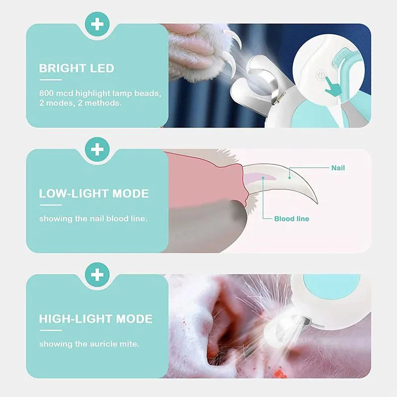 LED Light Pet Nail Clipper Professional Cutter with Safety Lock - - Grooming Tool - Friends & Pets Co.
